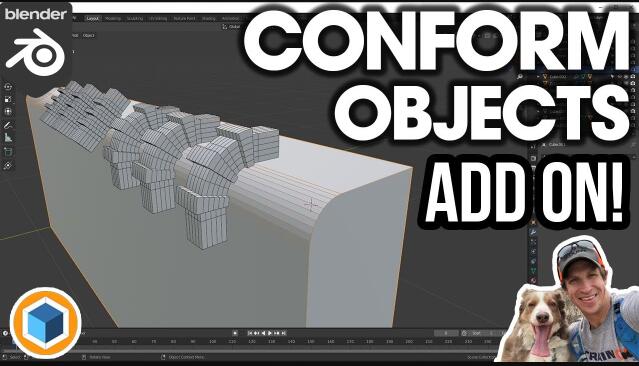 Blender插件 模型包裹贴合吸附工具 Conform Object v1.4.13