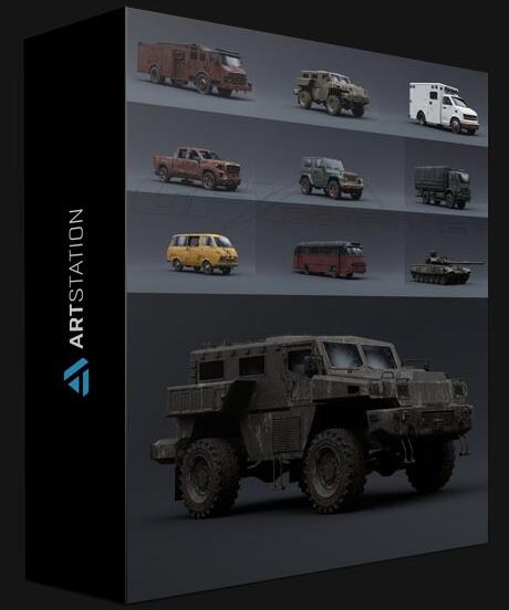 3D模型 陈旧卡车吉普大巴面包车汽车Blender/FBX/OBJ格式