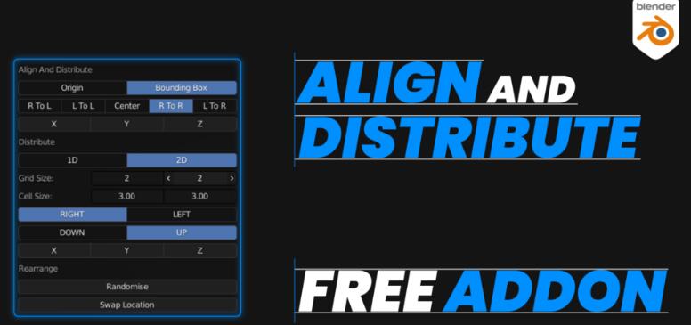 Blender插件 多个模型自动对齐分布 Align And Distribute v2.0.0