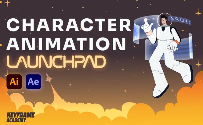 AE教程 卡通人物角色动作绑定MG动画制作 Character Animation Launchpad