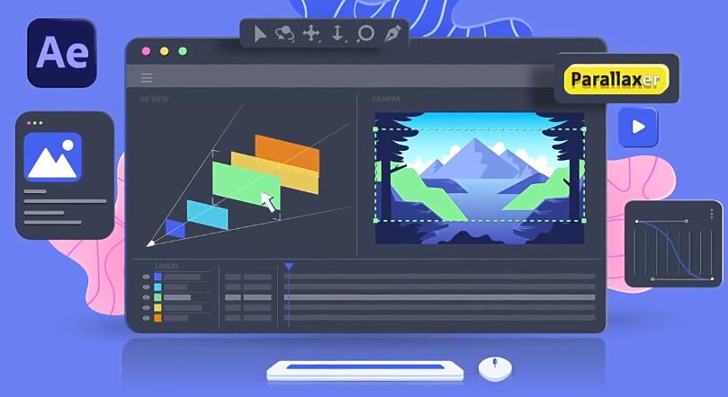 AE脚本 一键快速生成摄像机空间视差MG场景动画 Parallaxer v3.0+使用教程