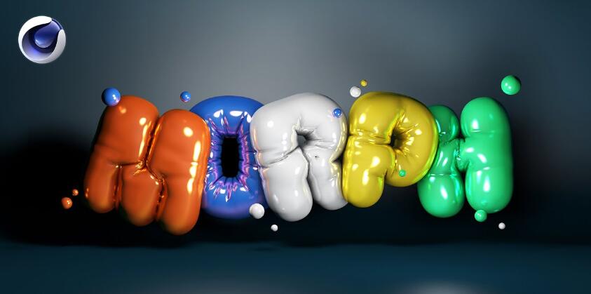 C4D教程 彩色气球文字标题动画制作 Chromatic Balloon 3D Type in Cinema 4D