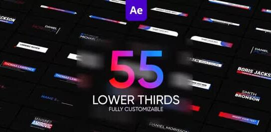 AE/PR模板 55组现代时尚文字标题字幕条动画 Lower Thirds