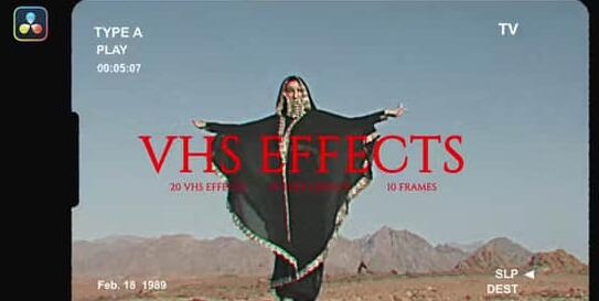 达芬奇特效库 复古老老录像带视觉效果预设 VHS Effects