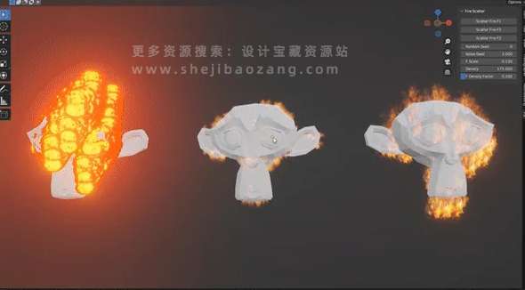 Blender插件Fire Scatter V2.0.0 3D模型火焰生成器