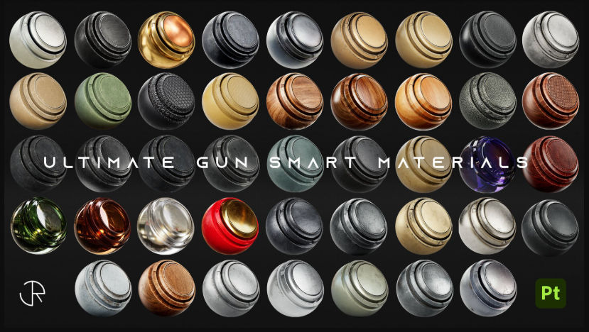 SP枪支武器智能图案材质预设43组 Artstation – Ultimate Gun and Weapon Smart Materials for Substance 3D Painter
