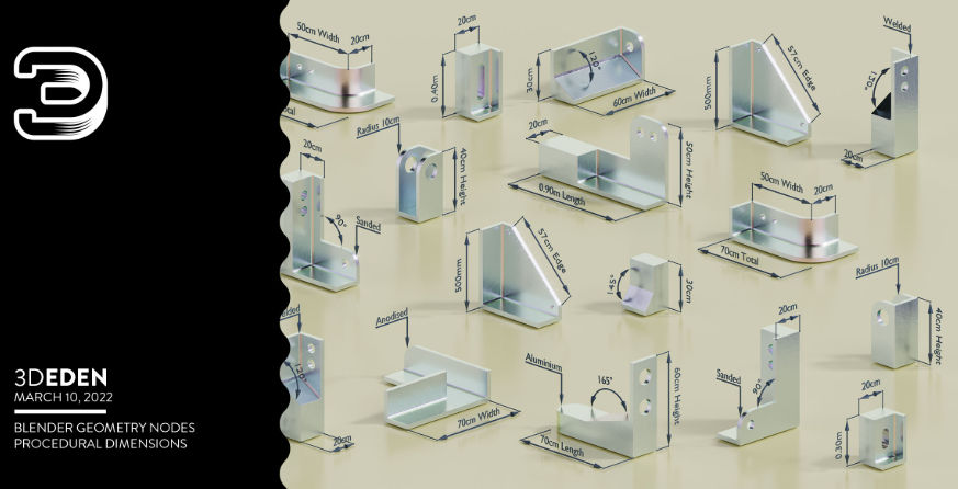 Blender模型尺寸测量标注动画插件 Geometry Nodes Dimensions System V4.4