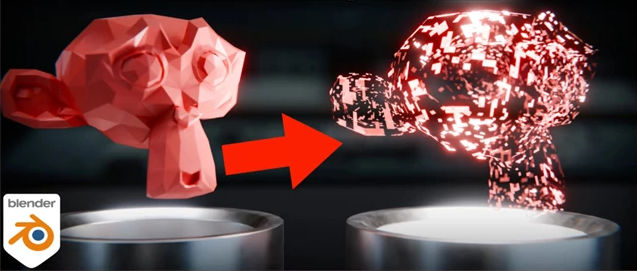 Blender模型粒子分解破碎特效资产预设 Disintegrate Into Objects