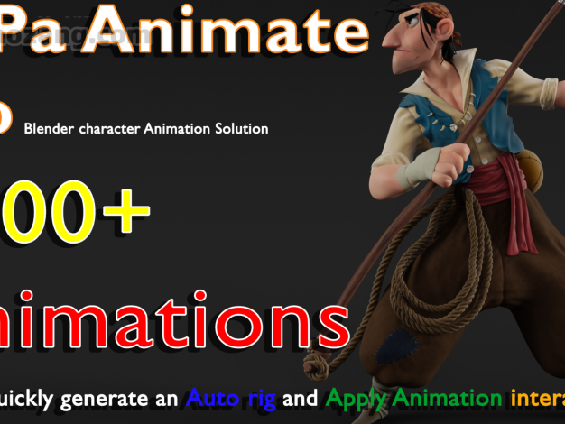 Blender插件-2000多款3D模型绑定动画预设库 Pupa Animate Pro V1.1
