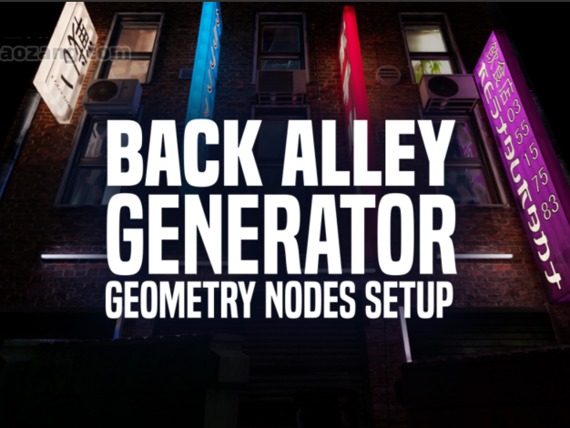 Blender插件-快速生成港风街道楼房巷子广告牌建筑模型合集 Back Alley Generator v1.1