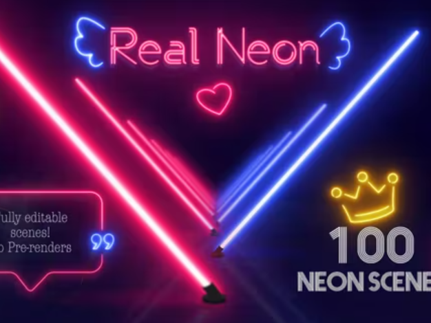 AE模板-100组霓虹发光酷炫创意图形动画 Real Neon