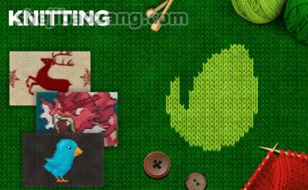 PS动作特效-逼真高级针织质感编织毛衣效果文字毛线纹理特效生成PSD模板