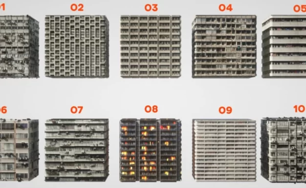 稀有4K公寓建筑楼房破旧墙体破损纹理贴图