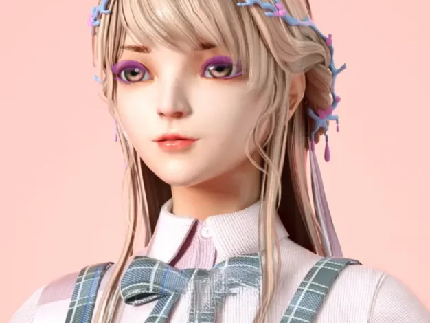 3D模型-三维次世代角色女孩学生动漫JK美女人物模型素材 支持MAX/FBX/Blende/C4D