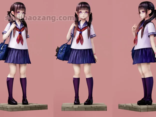 3D模型-卡通人物小学生JK女孩动漫角色三维模型素材 支持C4D/MAX/FBX/Blender/OBJ
