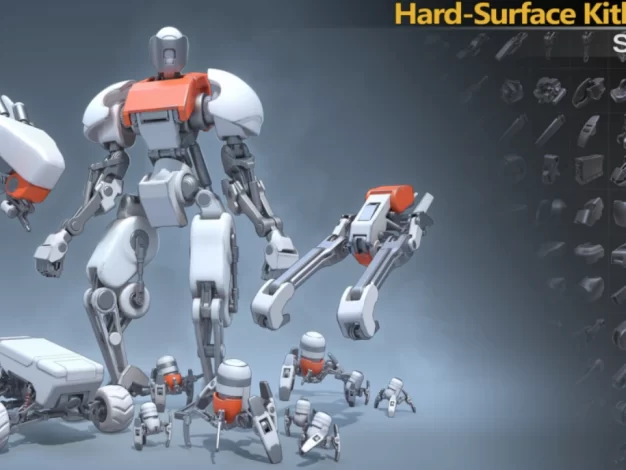 3D模型-高质量科幻机器人硬表面三维模型部件