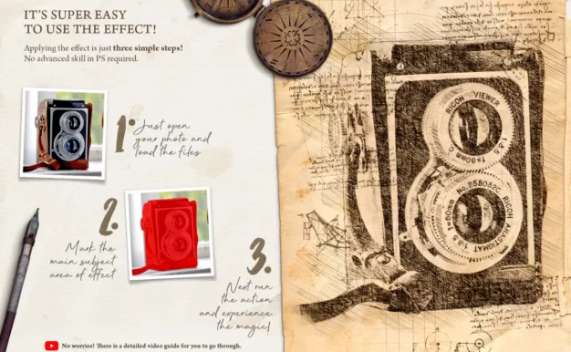 莱昂纳多 手绘铅笔绘画效果，教你一键用PS动作预设轻松搞定！