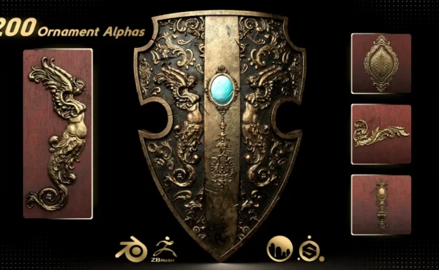 200个装饰Alpha花纹纹理贴图