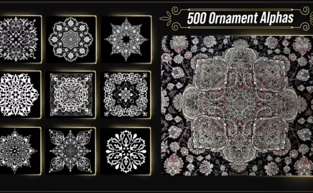 500个17K 雕花纹理Alpha贴图库