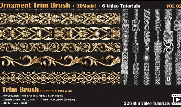 高级建筑雕花浮雕贴图3D模型预设合集！支持Blender等大部分三维软件