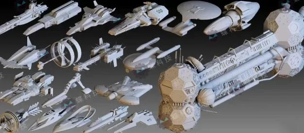 高质量宇宙太空飞船战舰3D模型包