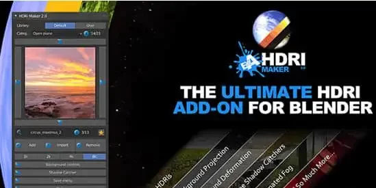 Blender模拟制作HDRI环境360°场景效果插件 HDRi Maker V3.1.100 含预设库