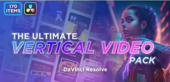 达芬奇插件 170个竖屏封面海报图文排版宣传介绍展示动画模板预设