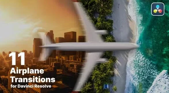 达芬奇模板 创意飞机飞行遮挡擦除无缝转场过渡预设 Airplane Transitions