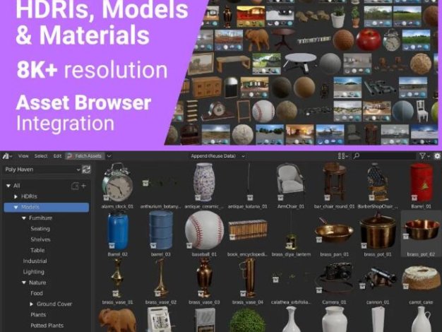 千款Blender材质预设合集！教你把Poly Haven全站付费资源搞下来！