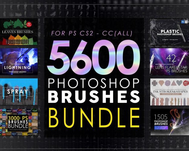 5673个PS笔刷超级捆绑集合包8合1 Photoshop Brushes Mega Bundle