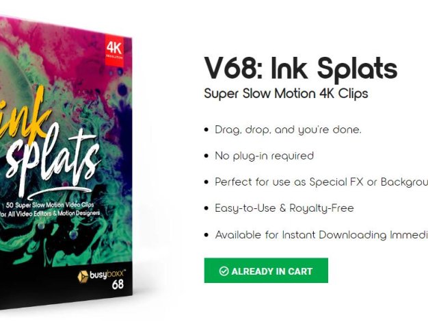 4K视频素材 50个彩色水墨流体运动滴落飞溅散开特效合成动画 Ink Splats