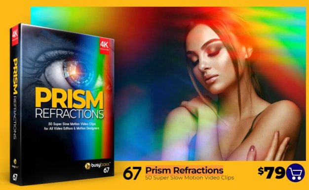 4K视频素材 50个梦幻棱镜折射真实光效叠加动画 Prism Refractions