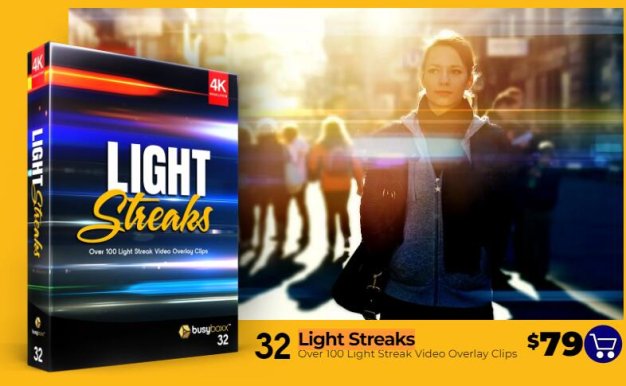 4K视频素材 101个镜头变形条纹光线耀斑光效合成动画 Light Streaks
