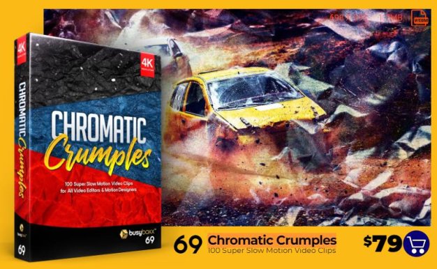 4K视频素材 100个创意彩色褶皱纸张定格特效叠加合成动画 Chromatic Crumples