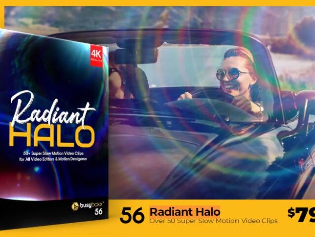 4K视频素材 54个圆形镜头光晕炫光光环照耀素材叠加动画 Radiant Halo