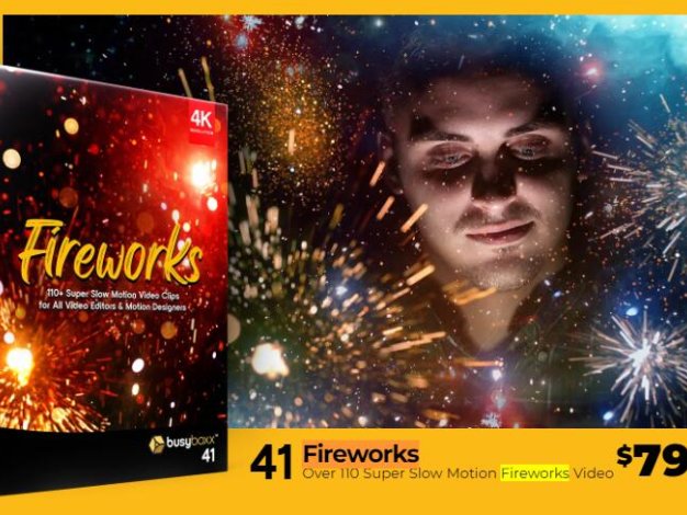 4K视频素材 115个烟花火星粒子飞溅特效合成动画Fireworks