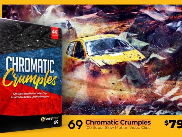 4K视频素材 100个创意彩色褶皱纸张定格特效叠加合成动画 Chromatic Crumples