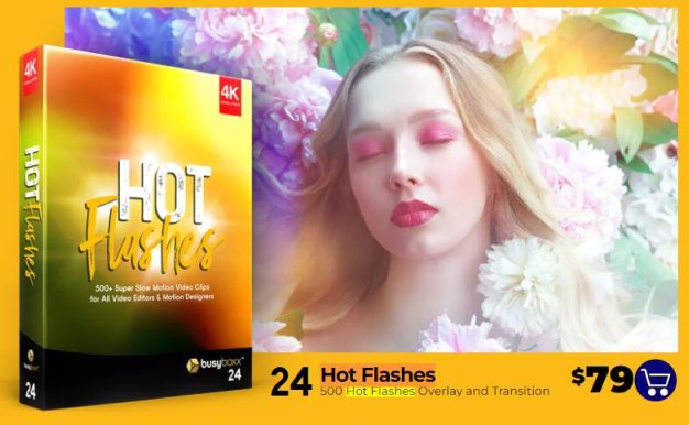 4K视频素材 500个梦幻彩色温暖热烈闪烁光效视频叠加特效转场动画Hot Flashes