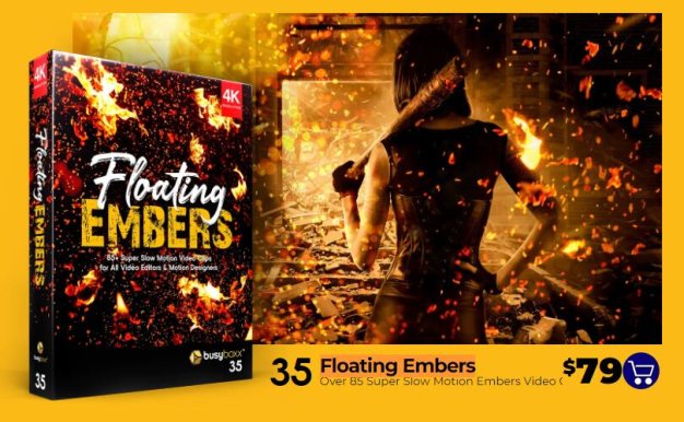 4K视频素材 88个火焰火星粒子碎屑飞溅视频叠加特效4K动画Floating Embers