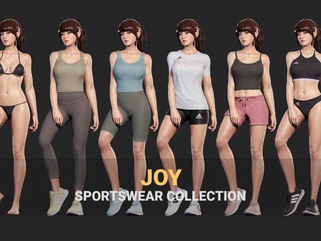 Blender 3D角色模型 日韩美女制服立体运动装资源 JOY - Rigged Sportswear Pack