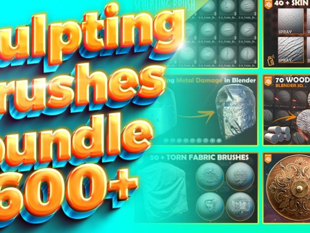 Blender预设 600组雕刻笔刷 600+Blender Sculpting Brushes