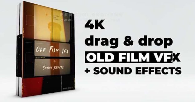 4K视频素材 70个复古老电影胶片遮罩灼烧闪烁颗粒叠加动画+音效 Vintage Film VFX+SFX