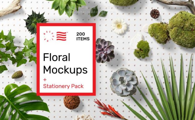 PS样机 200+鲜花绿植花卉高端办公品牌提案平面vi Floral Mockups + Stationery Pack