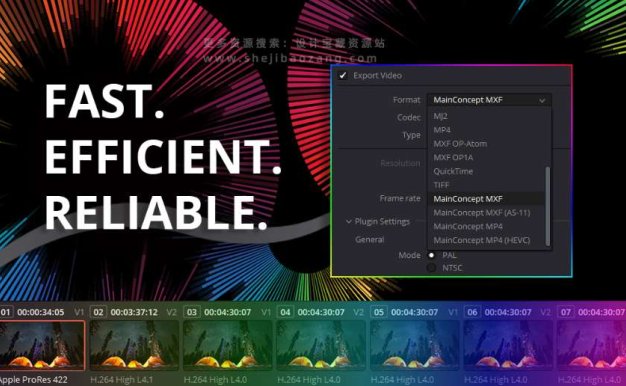 达芬奇多视频原生编码扩展渲染格式导出插件 Mainconcept Codec Plugin for DaVinci Resolve v1.7.1 Win