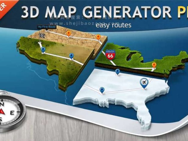 PS汉化插件 3D Map Generator 全套3D立体地图扩展面板支持Win/Mac