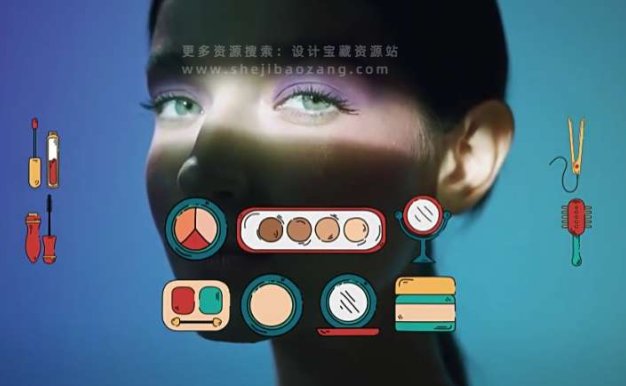 时尚美妆UP视频栏目包装动画AE/PR模板脚本预设 Retro Beauty Elements Pack