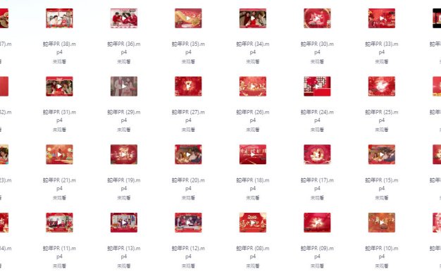 2025蛇年新年PR模版片头开门红元旦素材春节贺词拜年祝福视频边框