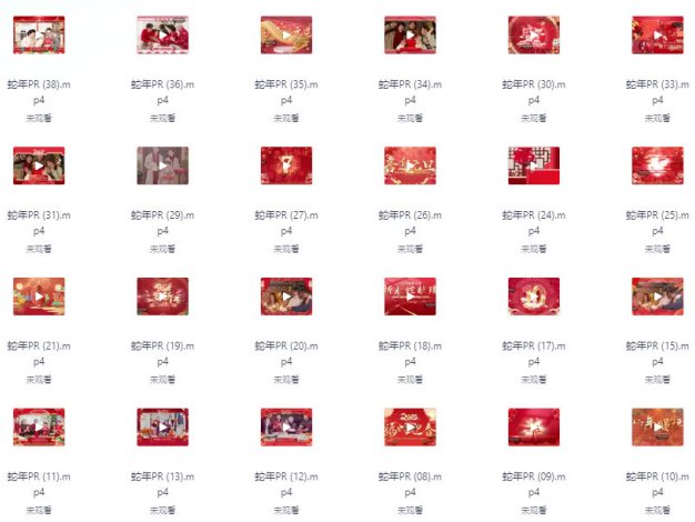 2025蛇年新年PR模版片头开门红元旦素材春节贺词拜年祝福视频边框