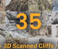 C4D/Blender扫描低模悬崖山峰巨石3D模型渲染设计素材