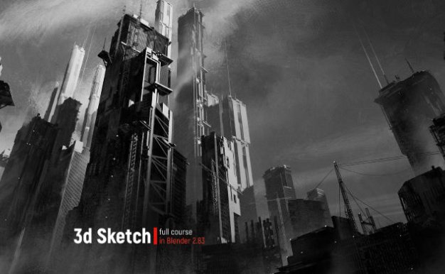 Blender科幻概念场景搭建基础进阶制作教程 Gumroad – 3D Sketch in Blender